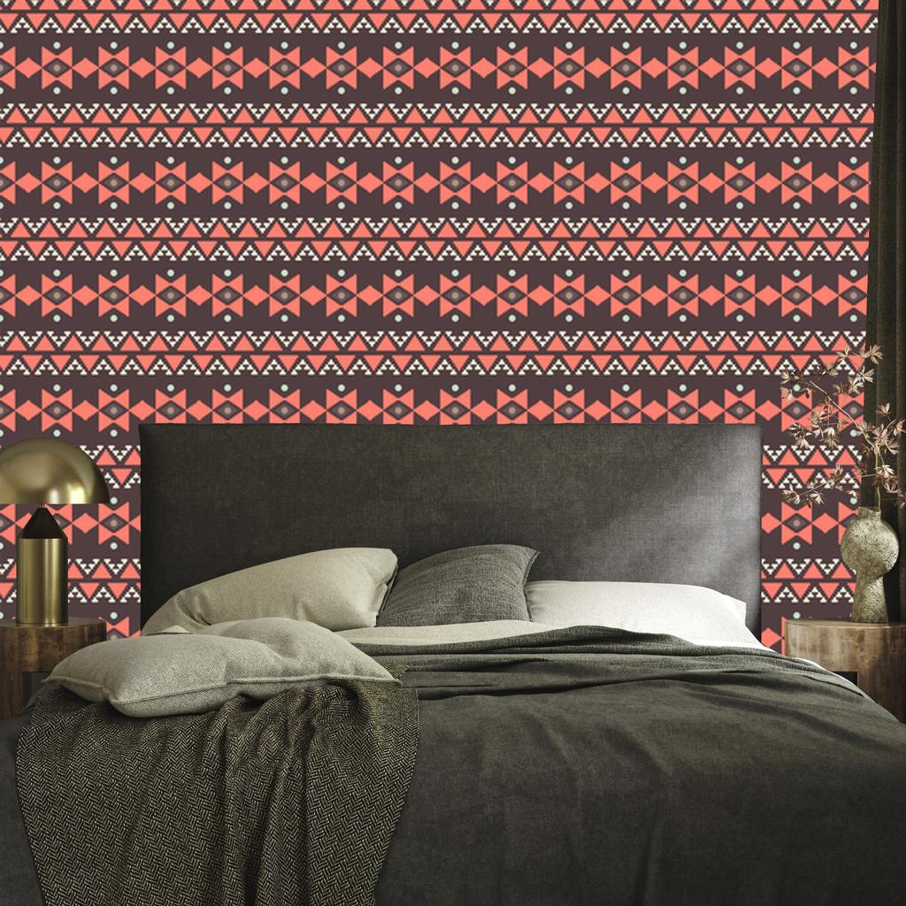 Wallpaper Ethnic Pattern Red and Burgundy 50x1000