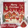 4Pcs Christmas Shower Curtain Set Non-Slip Bathroom Decoration Set Waterproof Home Bathroom Decor Suit Festival Gift for Friends