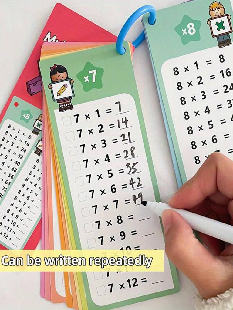 Math Flash Cards for Kids – Addition Subtraction Multiplication Division Learning Toys (Random Pen & Ring Color)