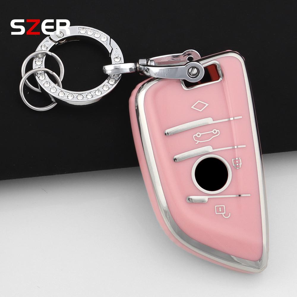 Fashion Tpu Car Key Case For Bmw X1 X3 X5 X6 X7 1 3 5 6 7 Series G20 G30 G11 F15 F16 G01 G02 F48 Protected Shell Fob Keychain