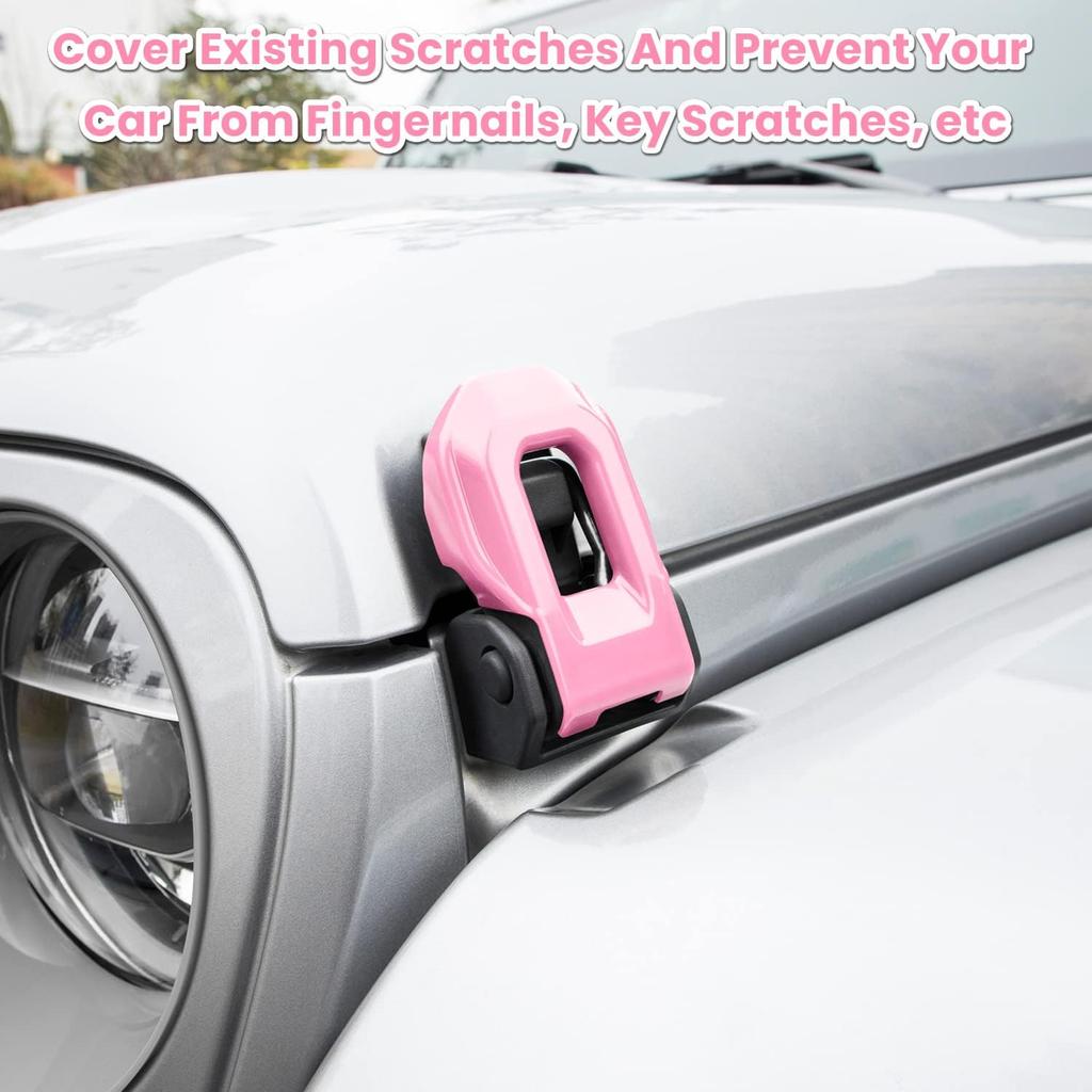 Hood Latch Lock Catch Brackets Cover for 2018-2024 Jeep Wrangler JL JLU Unlimited Sports Freedom Sahara Rubicon Gladiator JT 2-Door & 4-Door Exterior