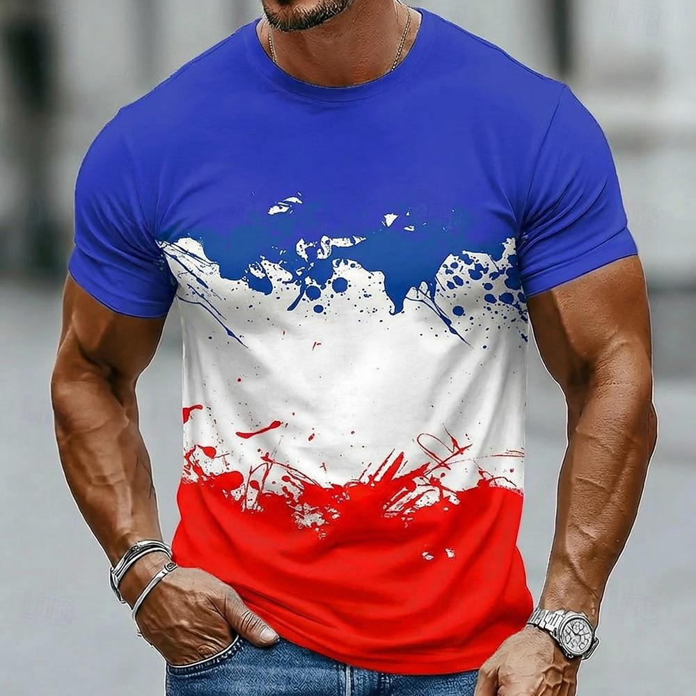 

America s 250th Anniversary Men s American US Flag T Shirt Short Sleeve T shirt 3D Print Crew Neck Shirt Daily Military Patriotic Daily XL