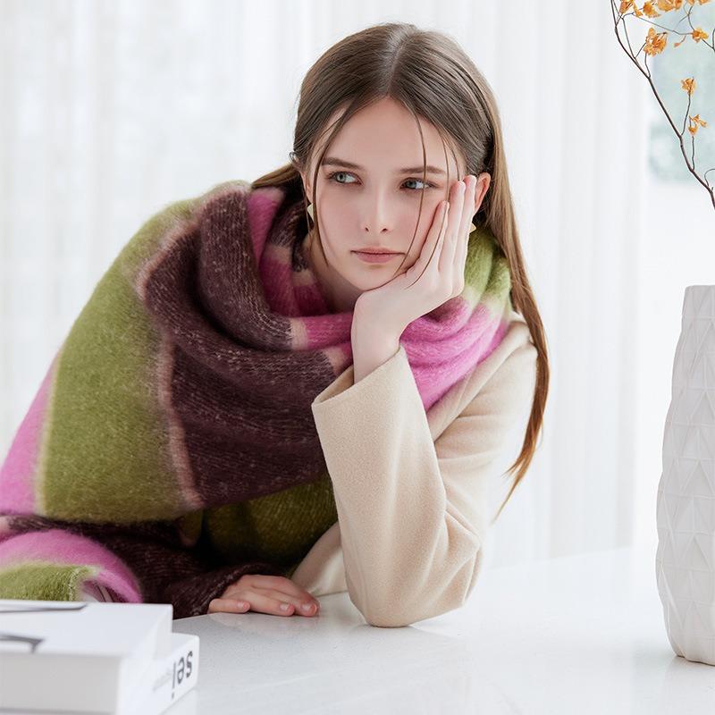 Thickened Warm Imitation Cashmere Scarf Women's Winter Fringed Scarf Retro Fashion Scarf Shawl