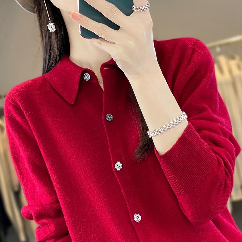 Women's Cashmere Cardigan Qinghe Cashmere 30% Cashmere 70% Wool Women's Autumn and Winter Cashmere Cardigan Soft and Warm