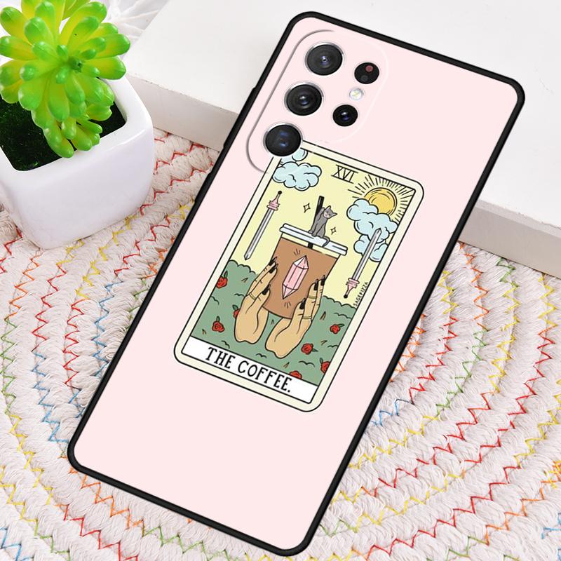

CAKE COFFEE The Boba Tarot Card Phone Case for Samsung Galaxy note 10 pro S26 Ultra S23 S24 FE S25 S21 S22 PLUS shockproof Cove Galaxy S21 Ultra 5G