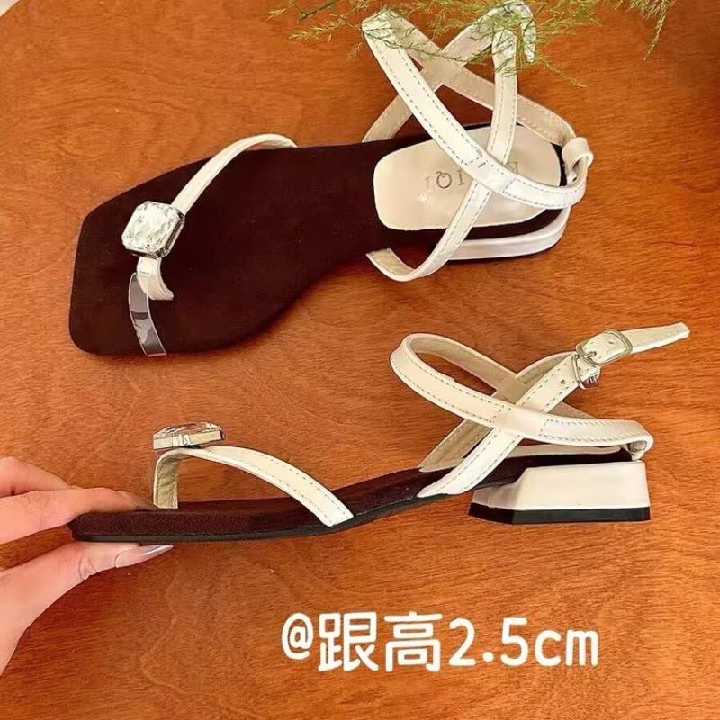 Fashion Krazing Pot Cow Leather Flip Flops Low Heels Elegant Summer Shoes Chic Concise Slingback Party Dating Party Modern Women Sandals