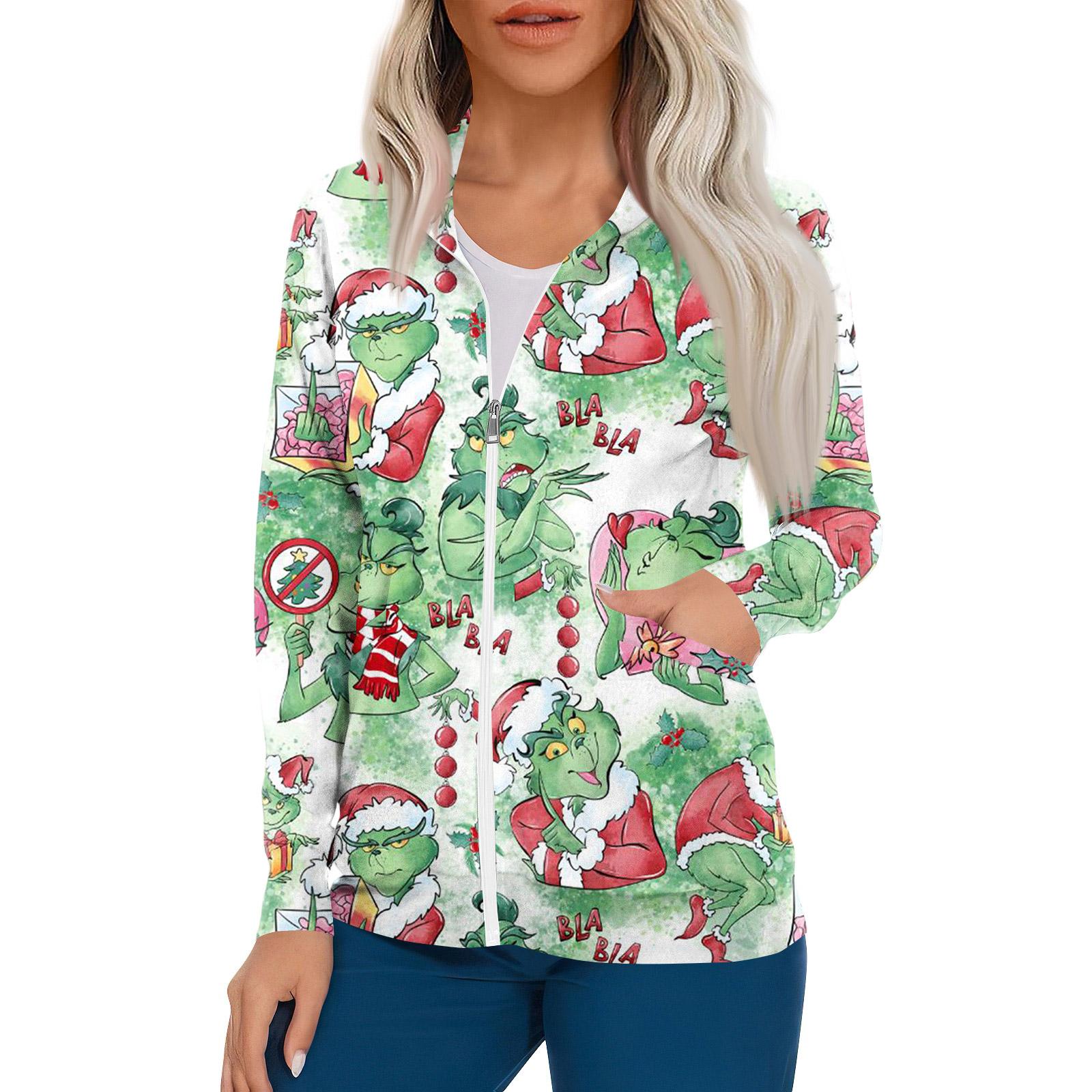 

Women Long Sleeve Pattern Pocket Working Stand-up Collar Single-breasted Protective Overalls Cardigan Jacket Top M зелений