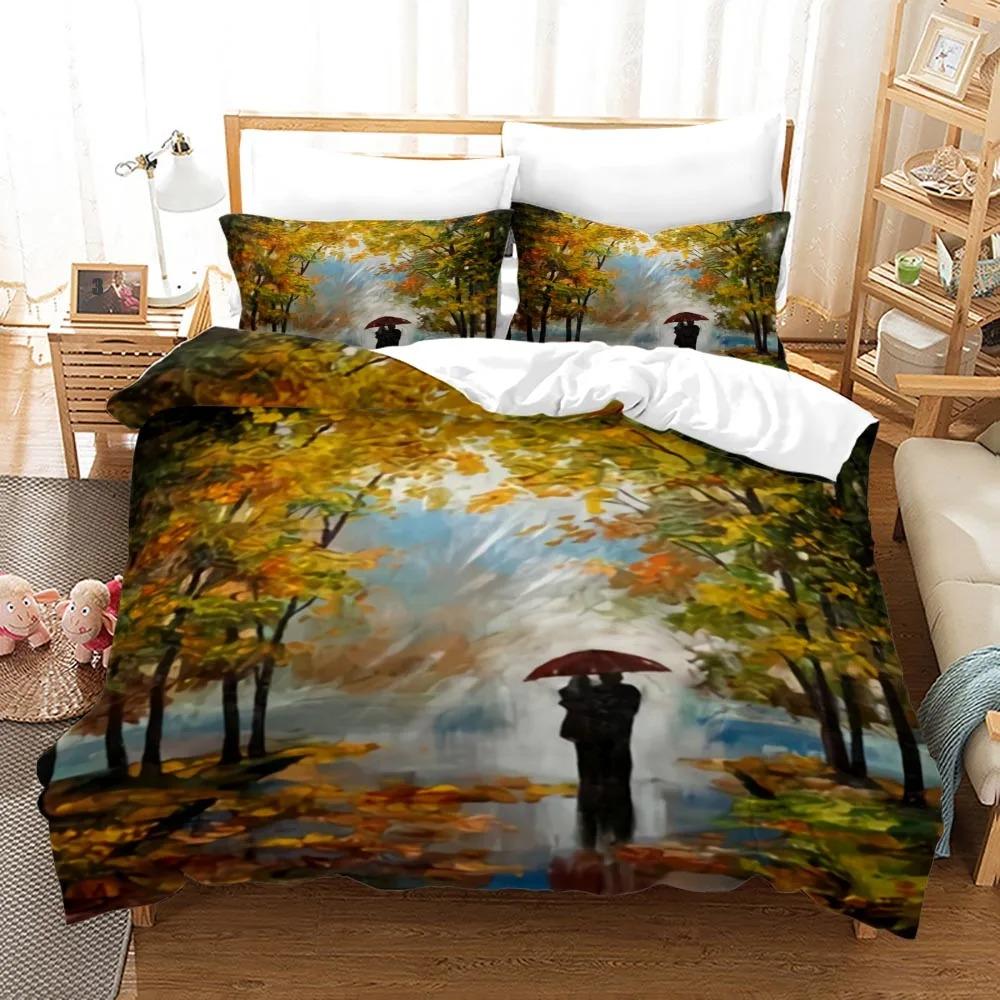 King Queen Lovers Bedding Set Single Twin Full Queen King Size Lover Oil Painting Bed Set Aldult Boys Bedroom Duvetcover 012