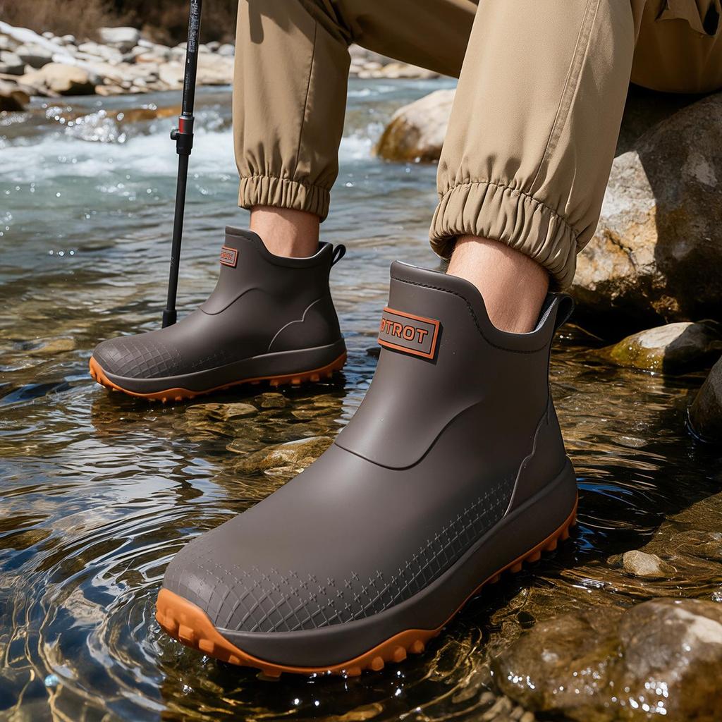 Men's & Women's Non-Slip Waterproof Short Rain Boots with Cotton Lining for Outdoor Use