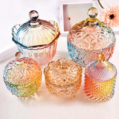 Boîte de rangement domestique couverte Boîte de bonbons en verre cristal avec couvercle personnalité créative mode petite assiette de fruits en verre délicat