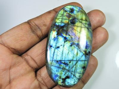 191Cts.Natürlicher Labradorit Multi Fire Oval Cabochon Lose Edelstein 34X67X7MM SK-1121
