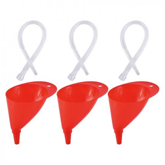 3 Sets Fuel Funnel with Long Hose Clear Plastic Auto for Fluids Tube Car