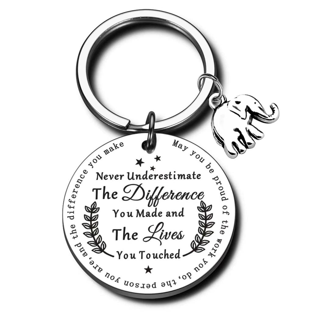 Stainless Steel Inspirational Keychain Elephant Pendant Gift Stainless Steel Keychain for Mothers Day and Fathers Day Backpack Bag Pendant