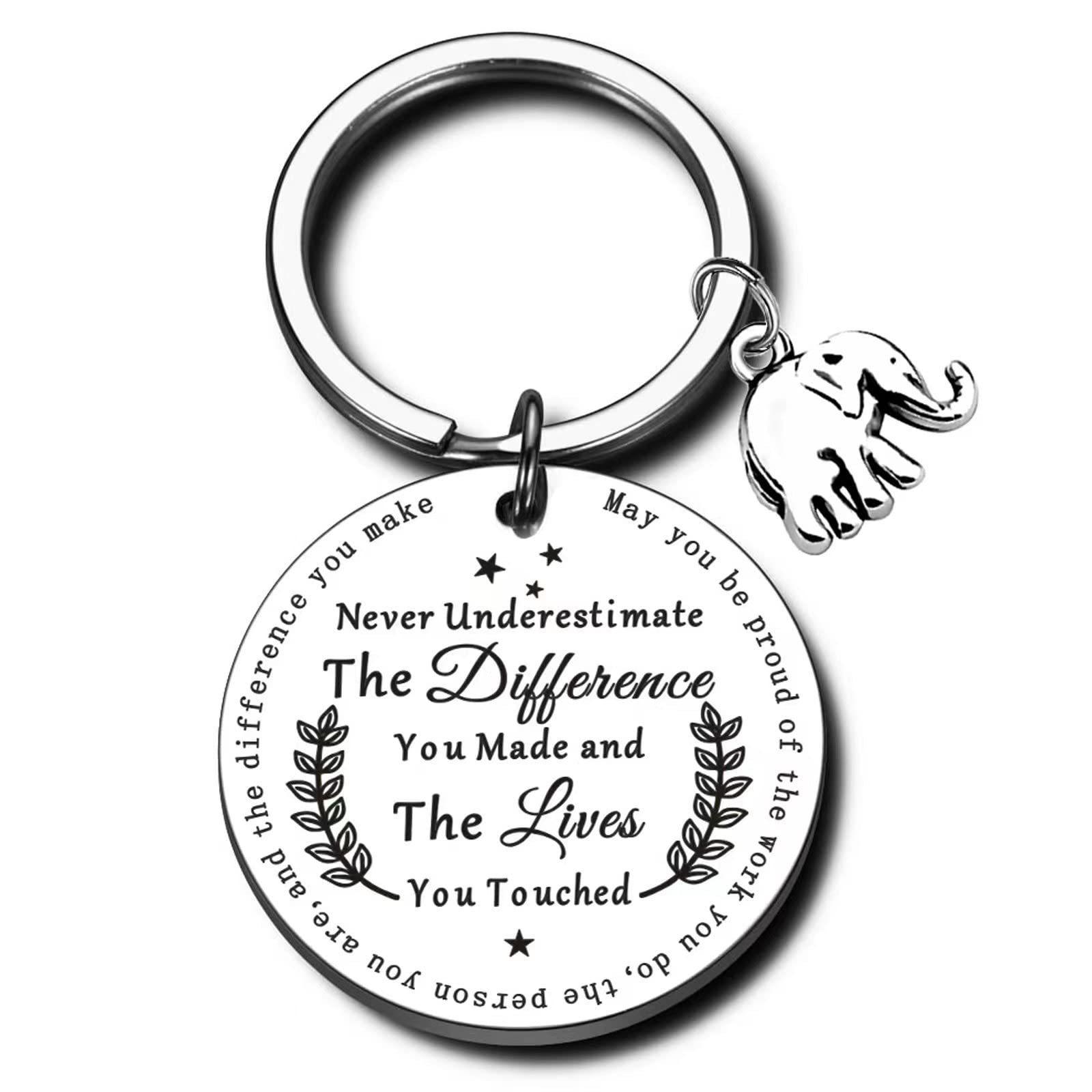 Stainless Steel Inspirational Keychain Elephant Pendant Gift Stainless Steel Keychain for Mothers Day and Fathers Day Backpack Bag Pendant 3*3CM