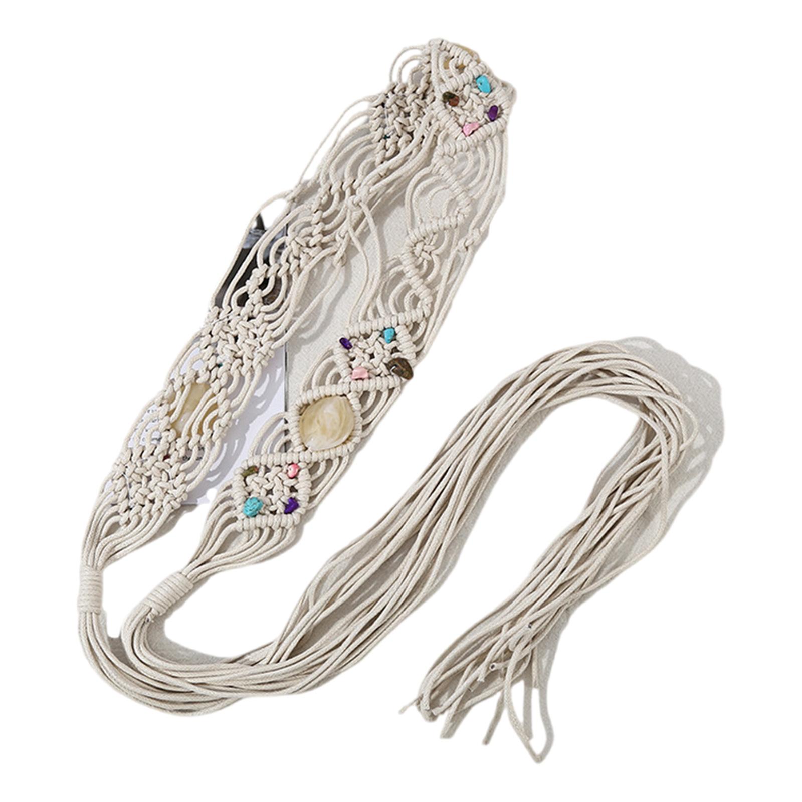 

Пояс для ковбойши, цепочка на талию, бохо, повседневный пояс с завязками, винтажный пояс, пояс для ковбойши, изысканный плетеный бисер в стиле вестерн бежевый