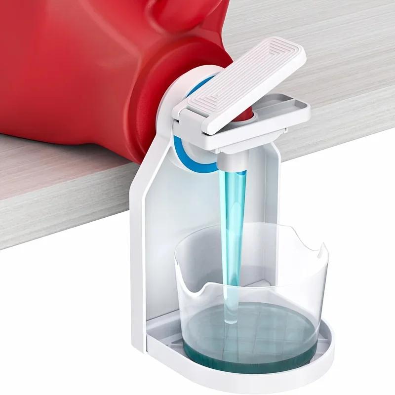 Spill-Free Laundry Detergent Dispenser Cup Holder with Push-Pause Spray Nozzle,Space-Saving,Laundry Room Accessories