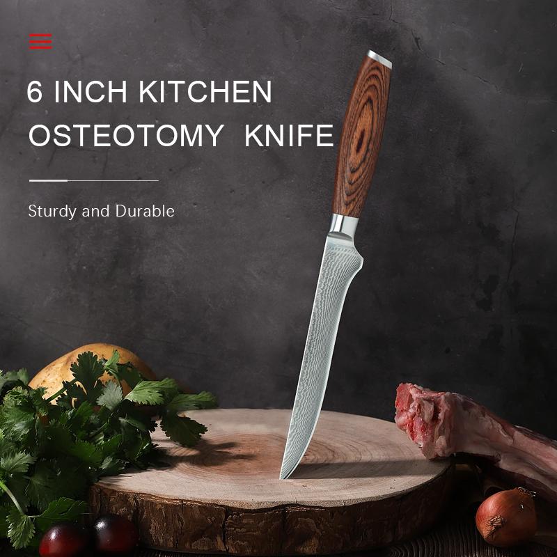 Kitchen Knife 67 Layers Damascus Steel Santoku Knife Slicing Utility Paring Bone Cutter Steel Razor Sharp Blade Colorful Wood