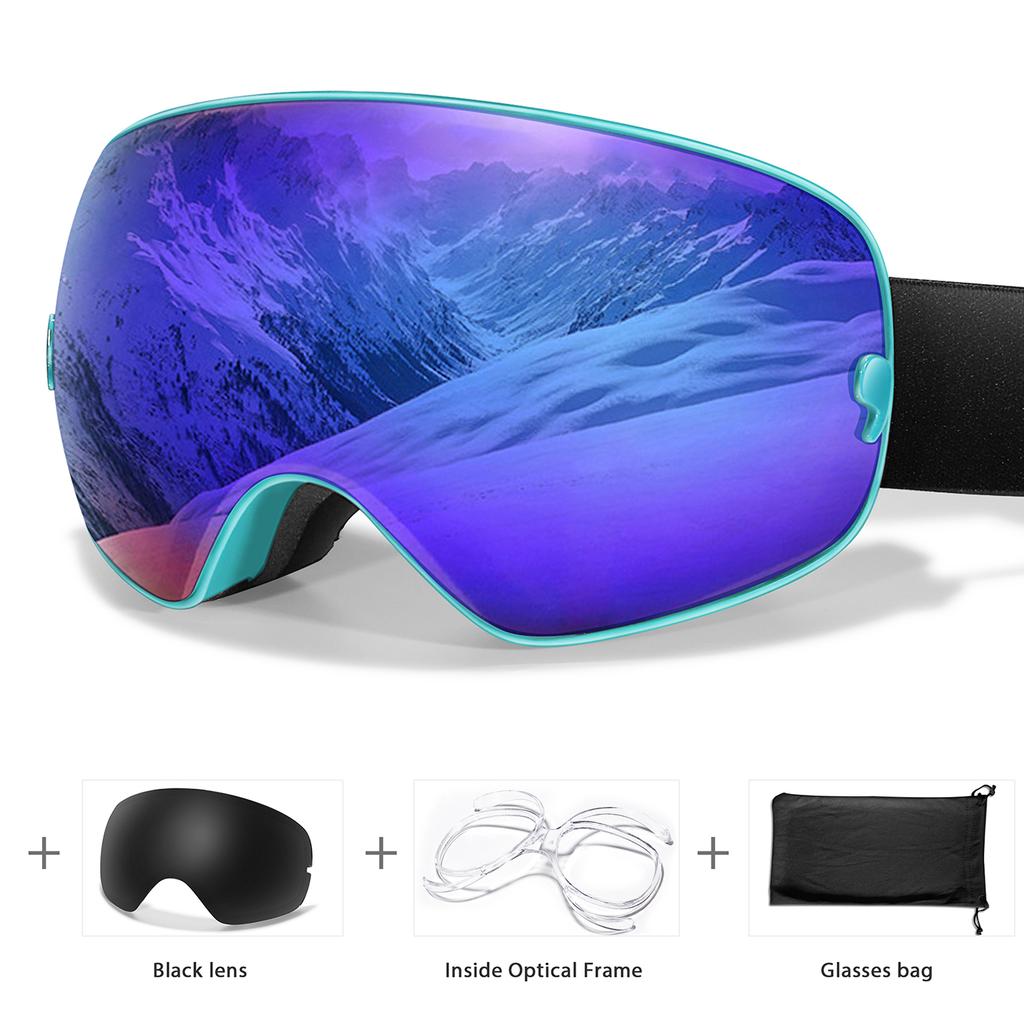 Men Women Outdoor Sports Ski Goggles Anti-fog Snowboarding Snowmobile Glasses UV400 Charngeable Lens Teen Charistmas Cycling