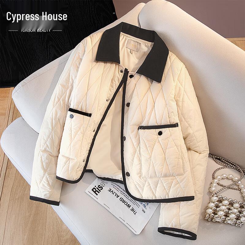 Sibaishé Women's Contrast Lapel Loose Cotton Padded Jacket