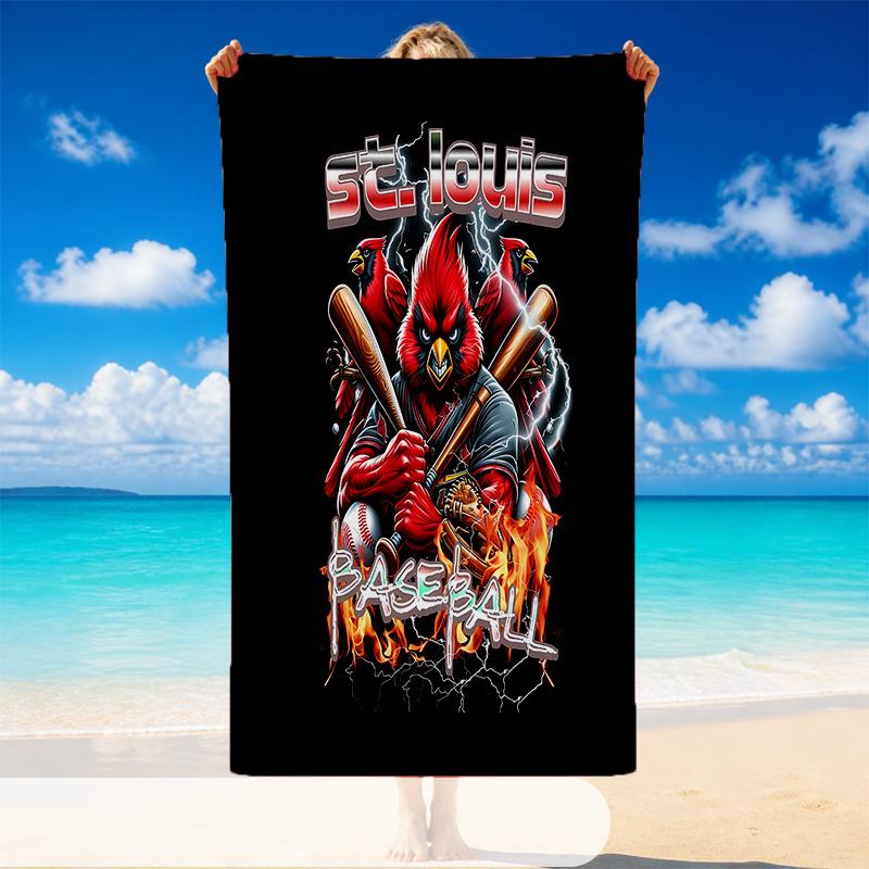 Quick Dry Beach Towel St Louis Baseball Pattern, Lightweight Absorbent Towel for Pool Beach Vacation Use