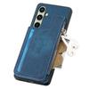 For Samsung Galaxy S24 FE Case Zipper Card Holder Kickstand Leather + PC + TPU Phone Cover