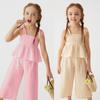 Summer New Style Girls Cute Style Casual Style Fashionable Foreign Solid Color Pure Cotton Suspender Trousers Suit Cross-border