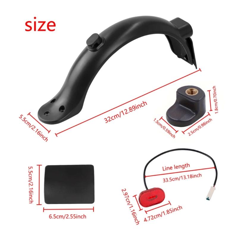 Waterproof Scooter Rear Tire Wheel Mudguard Widened Mud Guard Tail Light for Electric Scooter Parts Easy to Install
