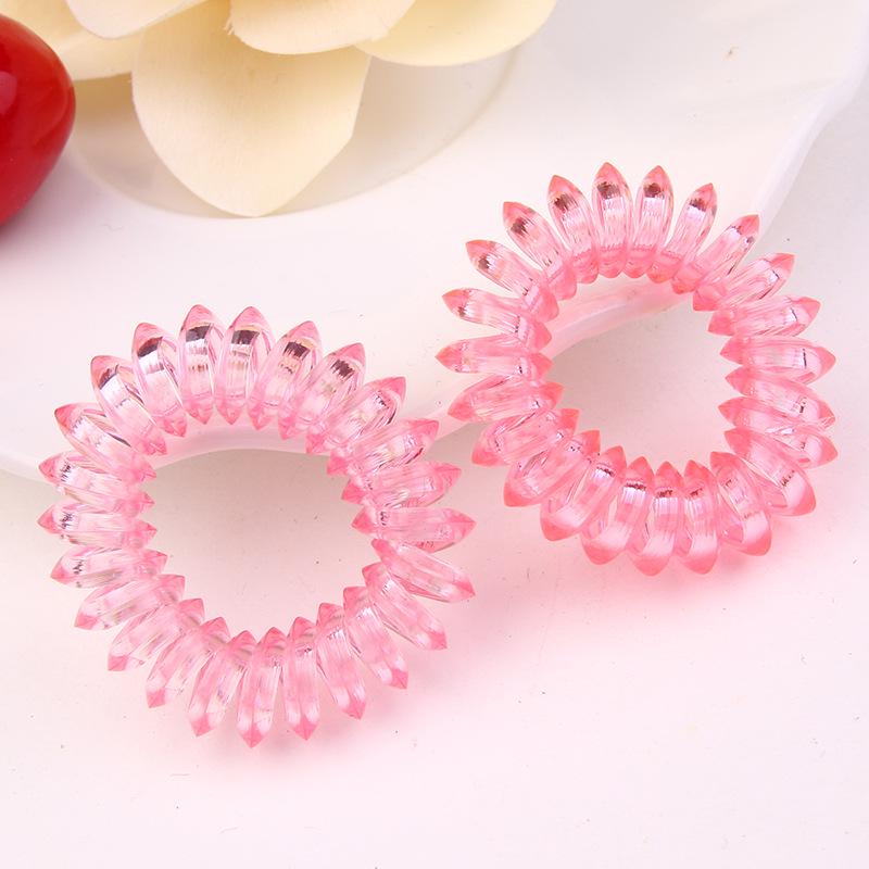 Clear Triangle Hair Tie Rubber Band with Telephone Cord Design - Hair Accessories