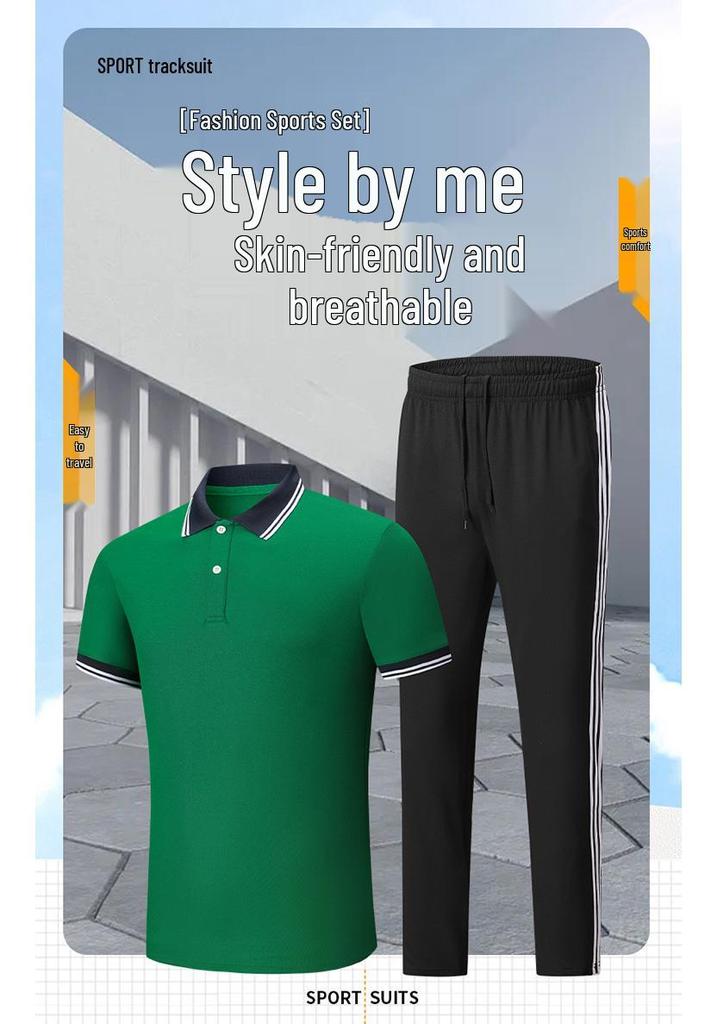 Summer Sports Quick-Dry Ice Silk Polo & Shorts Set for Men