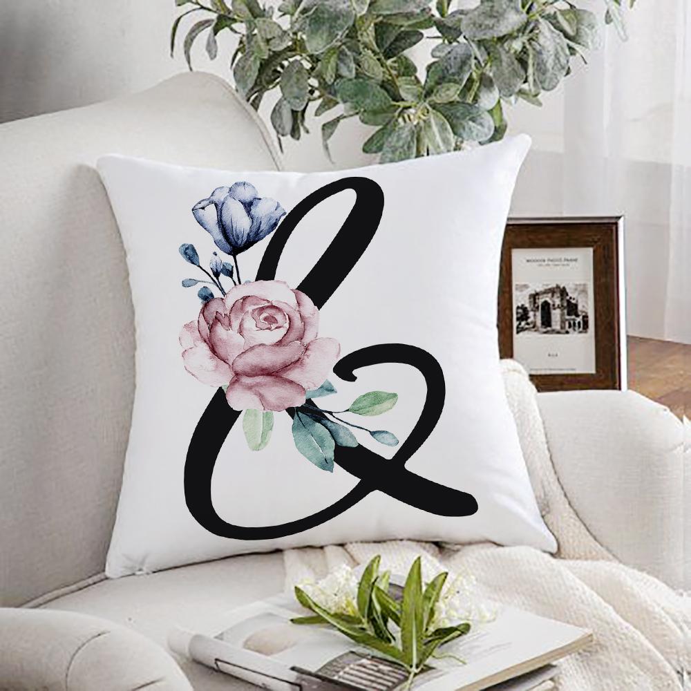 

Черный алфавит цветок полиэстер наволочка домашний декор подушка чехол диван подушка прикроватная спинка офис автомобиль поясничная подушка чехол