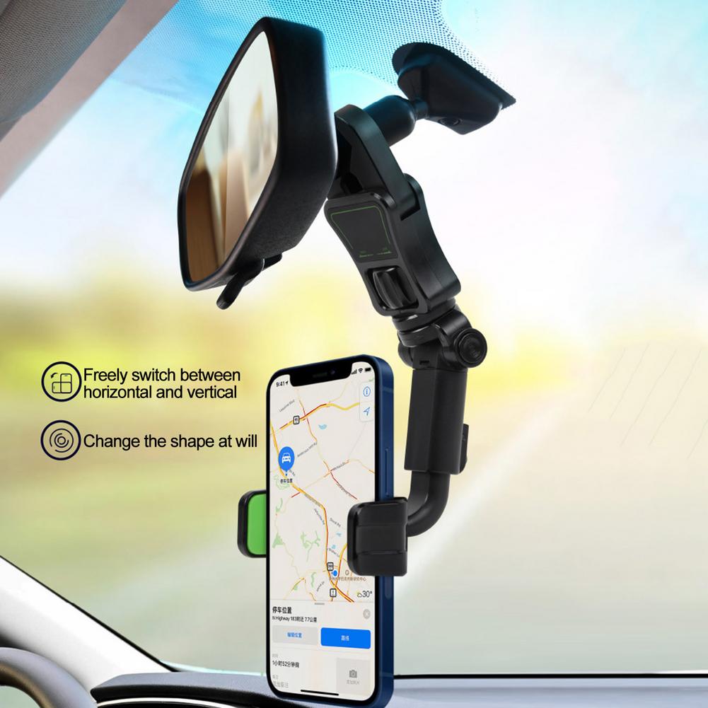 Mobile Phone Holder For Car Rearview Mirror 360 Rotating Cell Phone Rack Universal Auto Rearview Mirror Seat Hanging Clip Bracke
