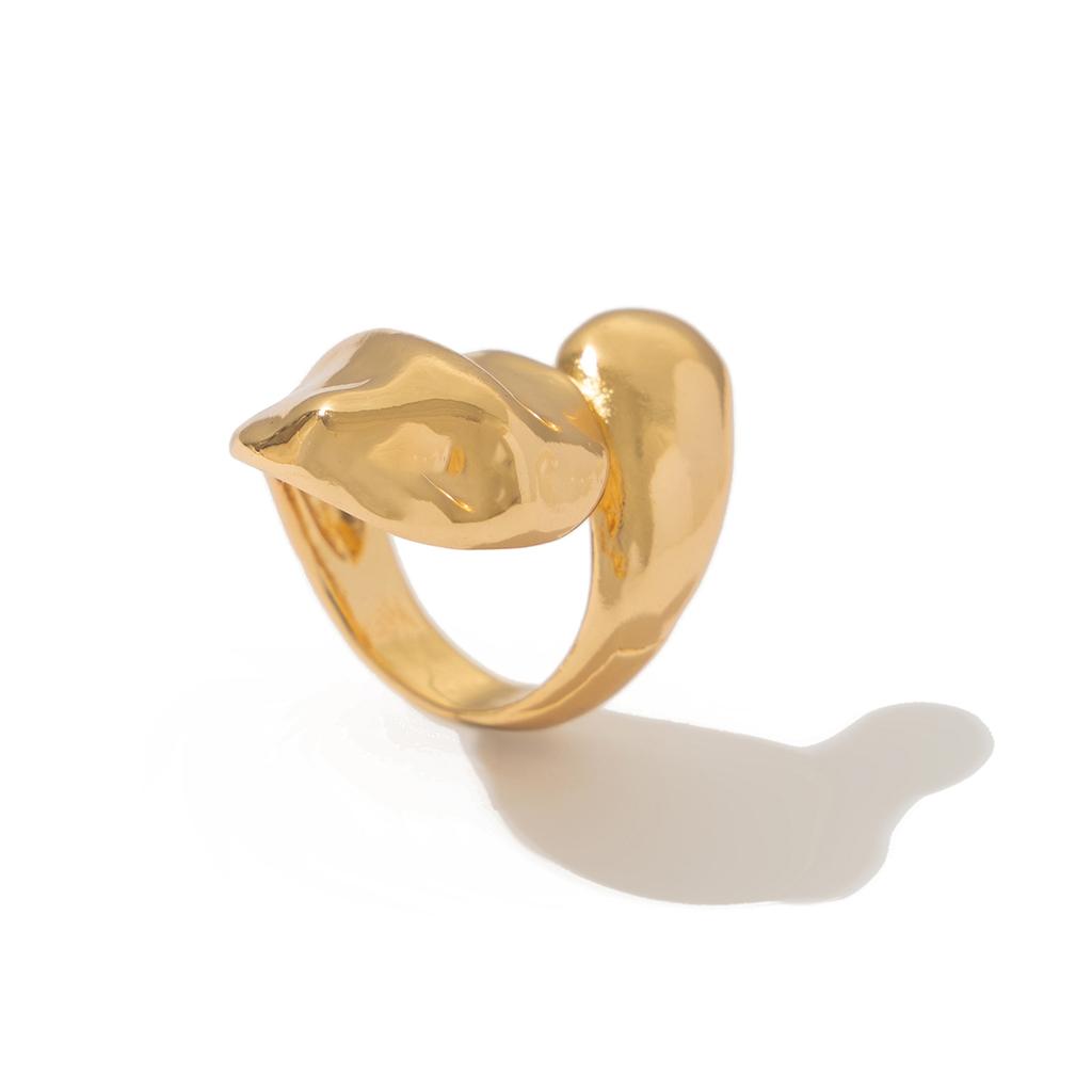Ingemark Creative Unique Smooth Water Drop Rings for Women Punk Gold Color Geometric Adjustable Open Ring Couple Wed Jewelry New