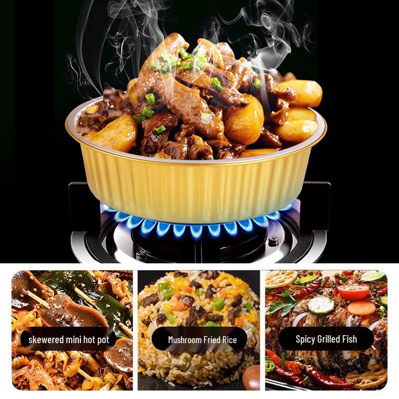 Gold Round Aluminum Foil Takeaway Containers with Lids