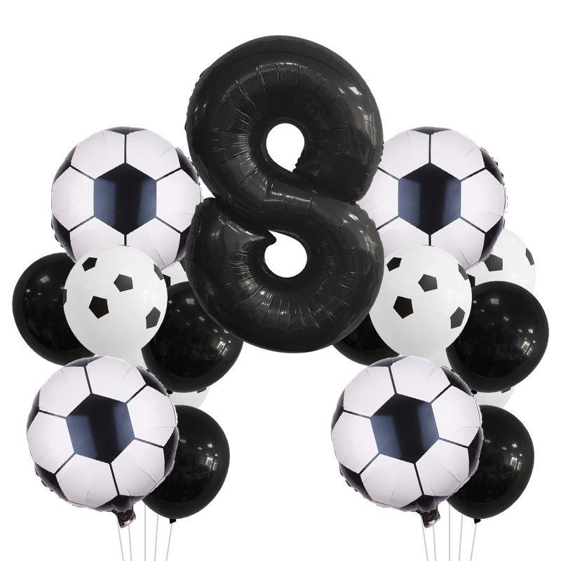 Football-themed Football Balloons - Set for Birthday Party Decoration Scene - Aluminum Film Balloon Set