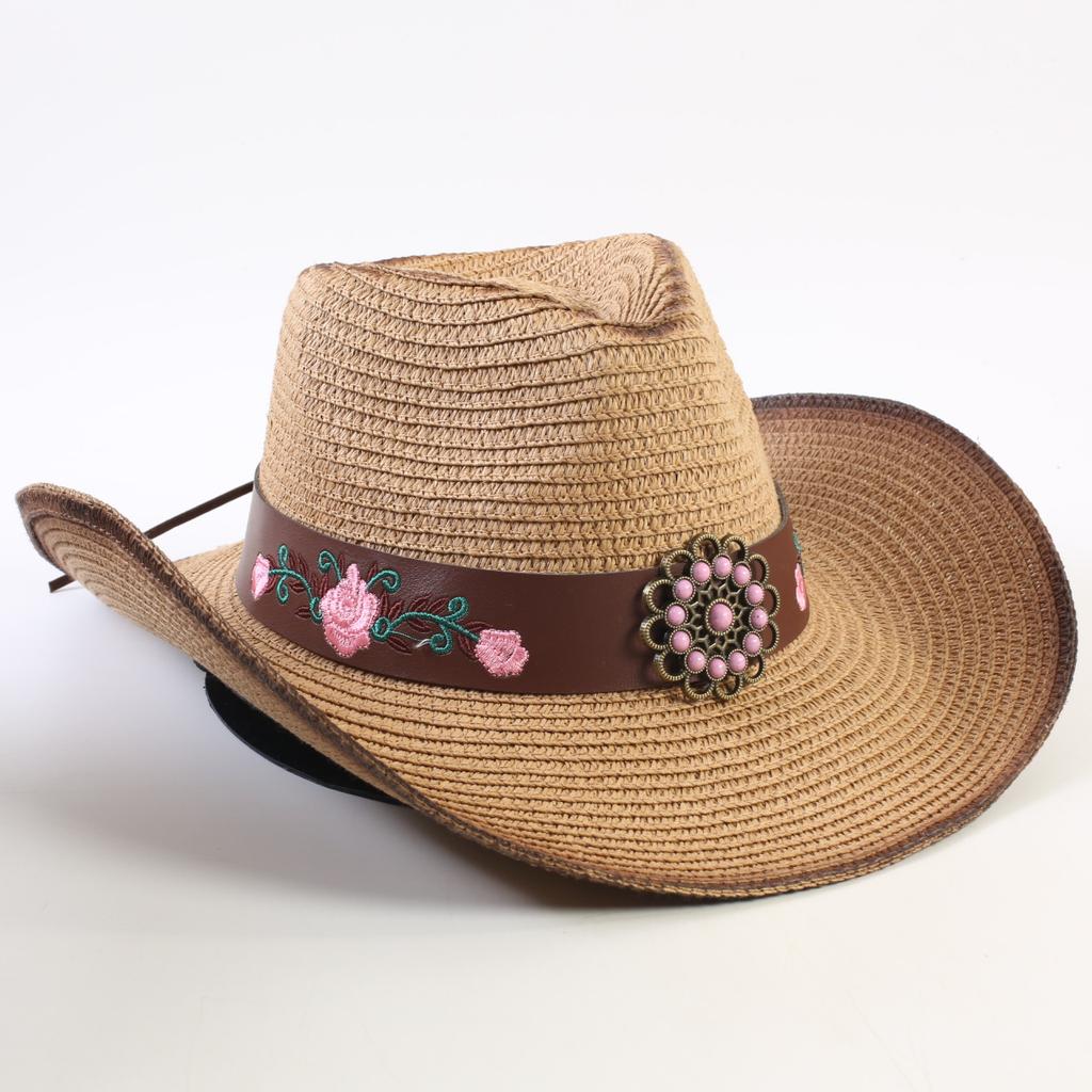Popular European and American Western Cowboy Straw Hat Men's and Women's Fashion Shade Straw Hat Outdoor Western Cowboy Hat