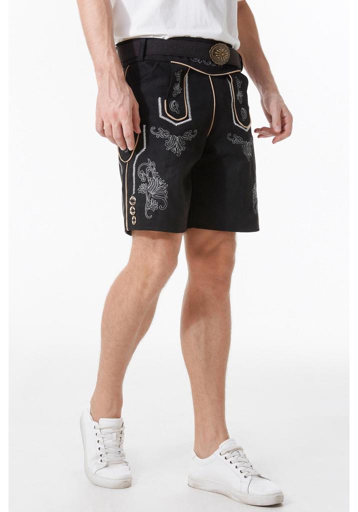German Oktoberfest Men's Ethnic Shorts with Belt - Traditional Festival Party Wear