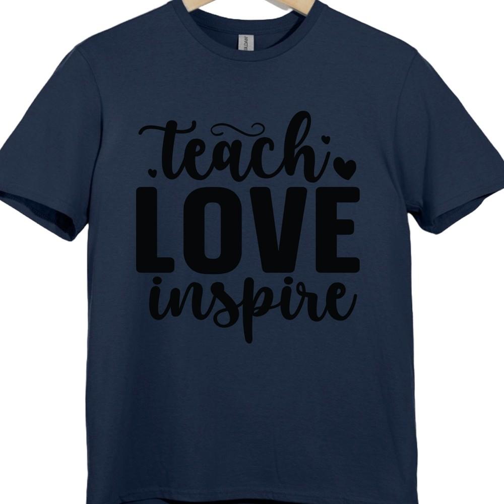 Teach Love Inspire T Shirt Teacher Gift Thank You School End of Term Graphic Tee