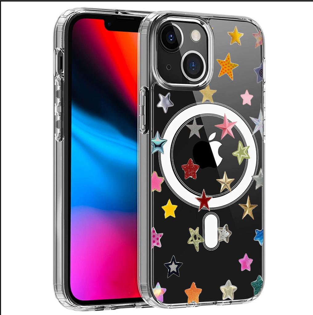 Cute Heart Magnetic Case for iPhone 14-17 Pro Max - Transparent Full Coverage