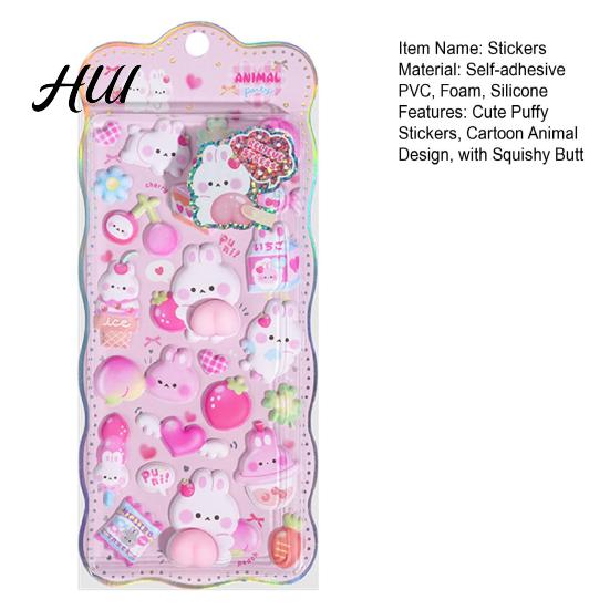 Cute Animal Butt Stickers 3D Squishy Cartoon Puppy Cat Images Puffy for Scrapbooking DIY Projects Notebook Phone Case Decoration