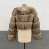Women's Winter Round Neck Faux Raccoon Fur Coat, S-6XL, Thick and Warm New Style