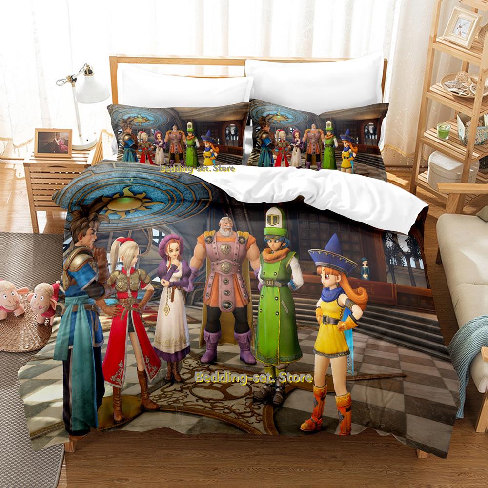 Neues Dragon Quest Bettwäscheset Einzelbett Twin Bett Vollbett Queen Size King Size Bettwäscheset für Erwachsene Kinder Schlafzimmer Bettbezug-Sets Anime