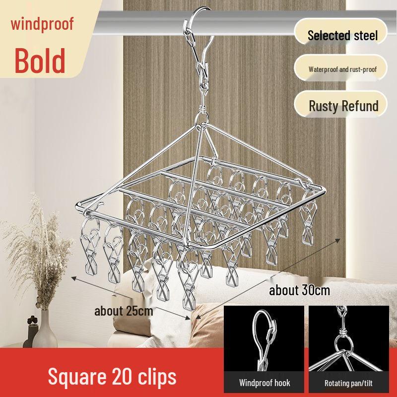 Mehrzweck-Wäscheständer aus Edelstahl mit winddichten Haken