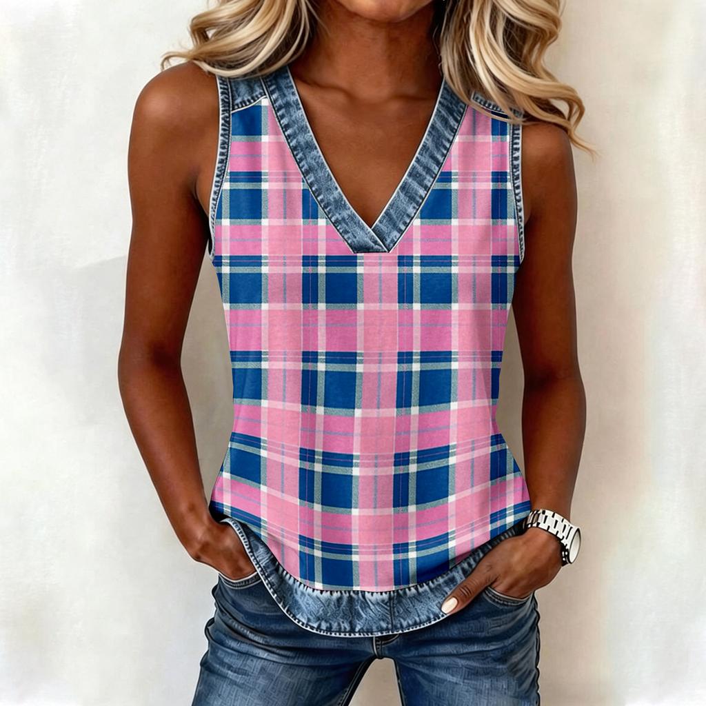 Damen Lässige Patchwork Mode Print Weste