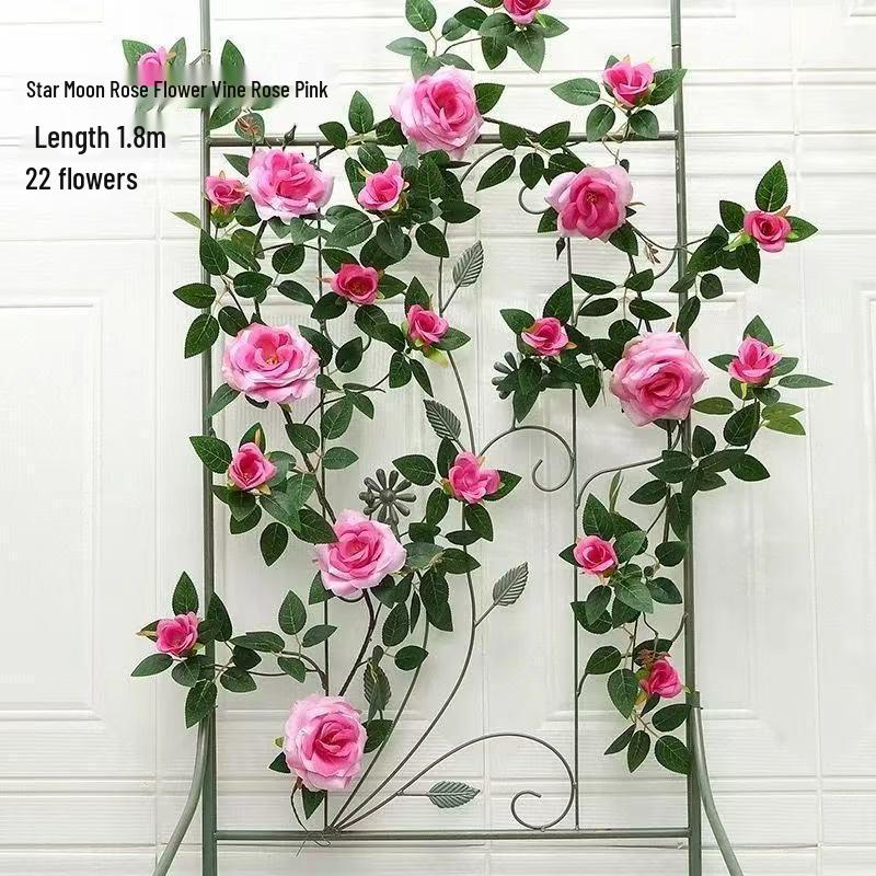 Rose Flower Vine Greenery for Air Conditioner Pipe Decoration and Wall Covering