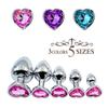Stainless Steel Anal Plug Heart Shape 5 Sizes Crystal Anal Plug Removable Butt Plug Stimulator Anal Sex Toys Prostate Massager