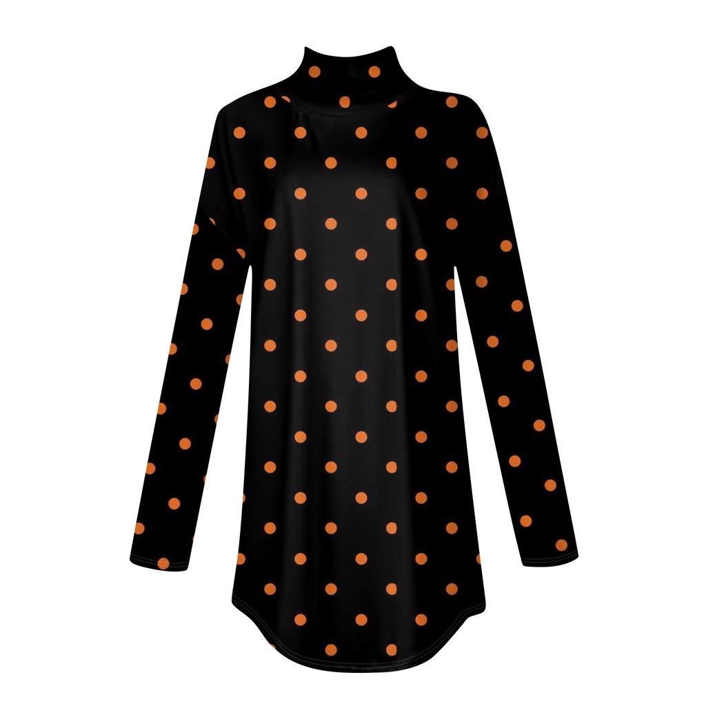 Tee Shirts For Women Fall Casual Long Sleeve Shirts Sweatshirt Vintage Printed High Neck Top Pullover