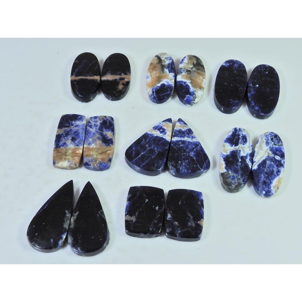145Cts. Natural Sodalite Matched Pair Mix Cabachon Loose Gemstone 08Pair Lot C-2695