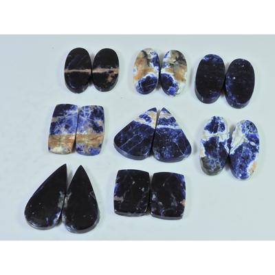 145Cts. Natural Sodalite Matched Pair Mix Cabachon Loose Gemstone 08Pair Lot C-2695
