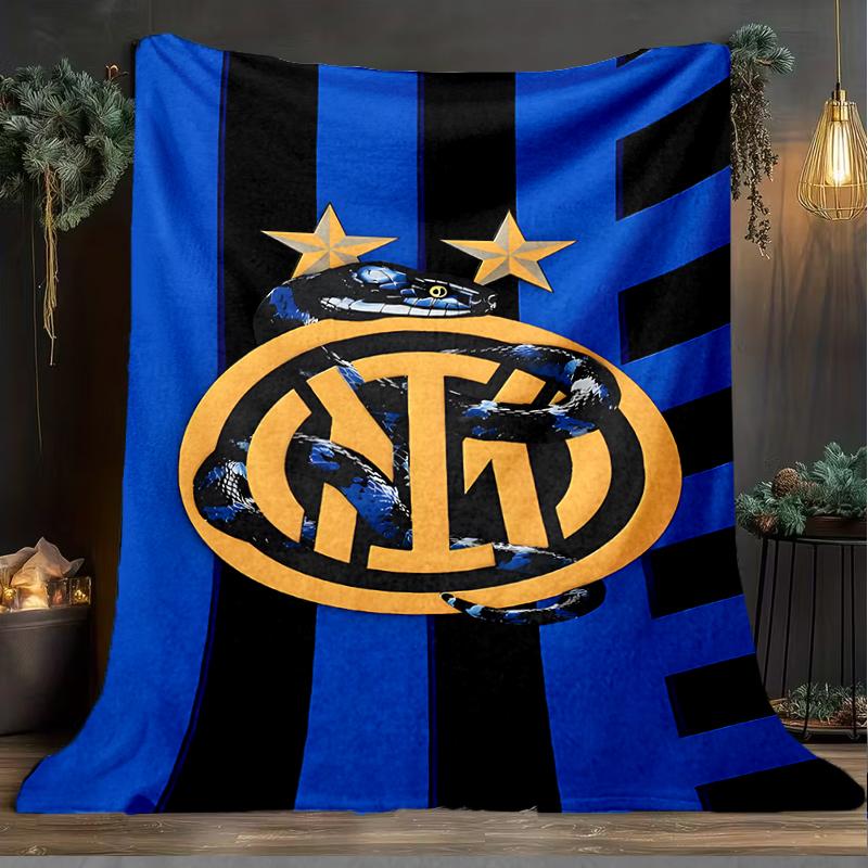1 PZ F.C. Coperta morbida in flanella stampata Internazionale Milano per camera da letto da adulto, soggiorno, divano, campeggio, viaggi, regali per tifosi, regali di Natale