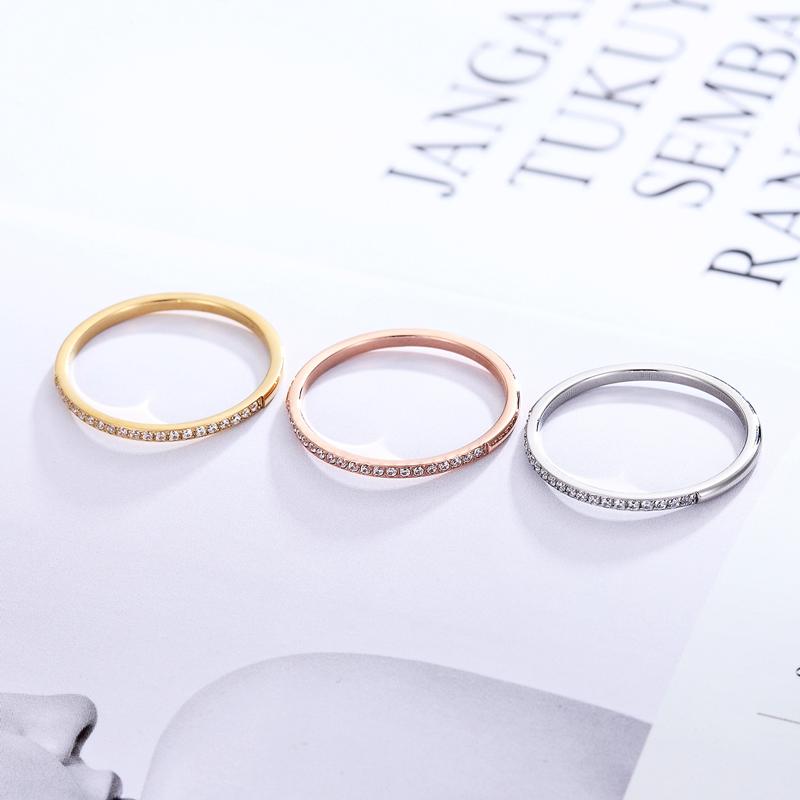 1.5mm Wide Fine Workmanship Zircon Ring For Women Top Quality Titanium Steel Gifts for Lovers Jewelry Wedding Ring Wholesale